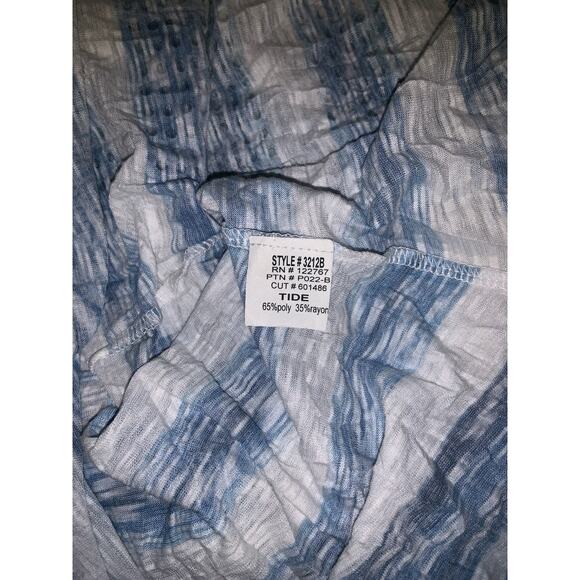 David Cline Women's Blue & White Studded Short Sleeve Top Size Large - Picture 5 of 5